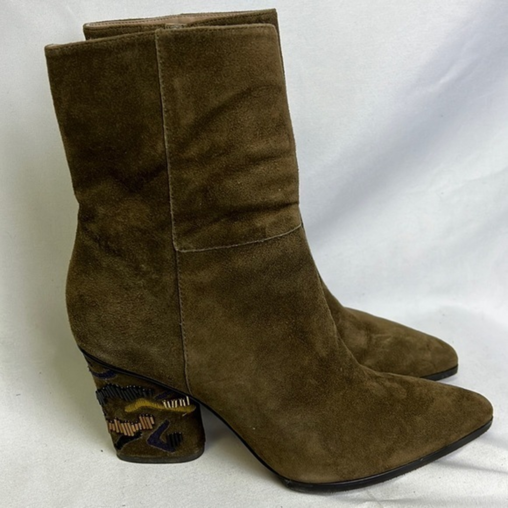 Donald J Pliner Vantisp Suede Leather Boot‎ Khaki Women's Size 6.5 M